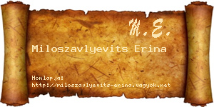 Miloszavlyevits Erina névjegykártya